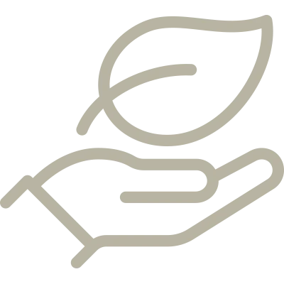 Hand with leaf – sustainable, eco-friendly approach.